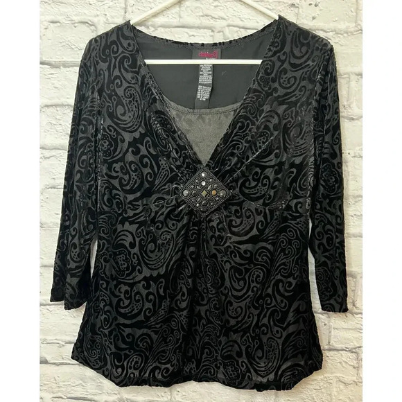 Y2K Clothing Co by Notations black bejeweled top size L. - Picture 1 of 8